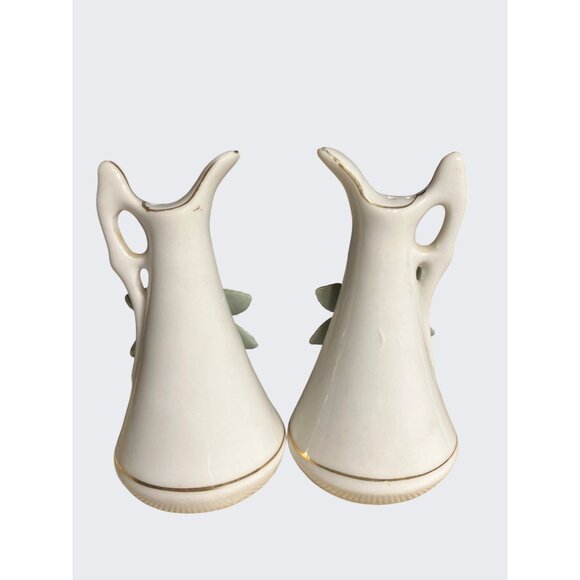 Vintage Ceramic Floral Salt & Pepper Shakers - Rose Design Gold Accents Set Of 2 - Picture 6 of 9